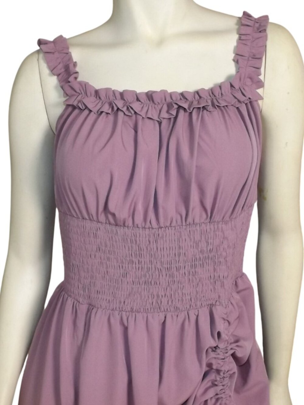 SCARLET DARKNESS Dress, L, Pastel purple, Ruffle shoulders/straps, Cinch Skirt - Picture 3 of 14